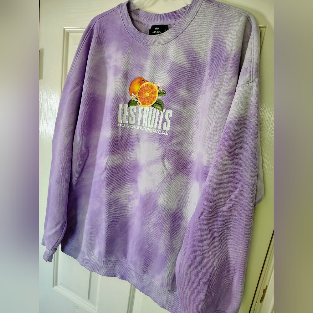 H&M Purple Tie-Dye Crew Neck Sweater